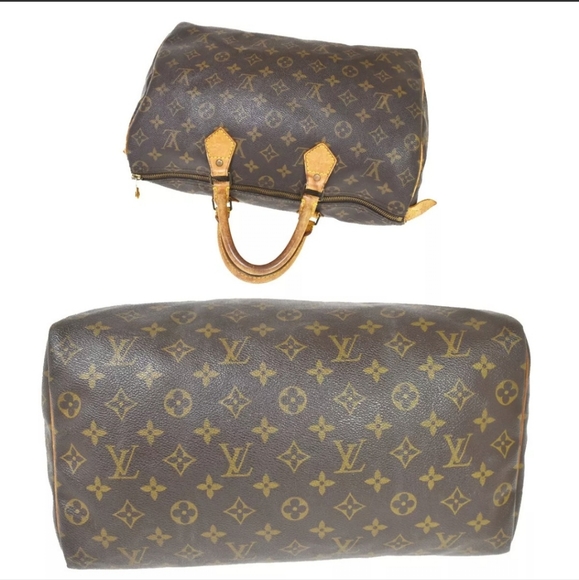 LOUIS VUITTON LV SPEEDY 35 TRAVEL HAND BAG MONOGRAM LEATHER BROWN M41524 62JD308 - Picture 5 of 10